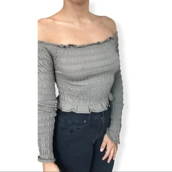 ZARA Off The Shoulder Smock Ruffled Top - Picture 3 of 8